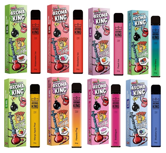 Aroma King e-shisha 700 einweg Vape OHNE Nikotin geschmack Züge Liquid